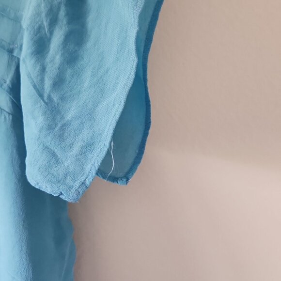 MASSIMO DUTTI | Silk Blouse Aqua Blue Sz LARGE - Picture 4 of 5